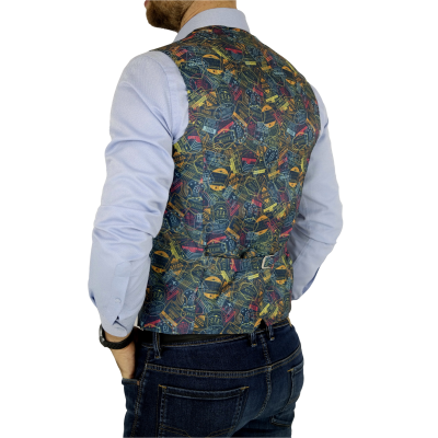GIOVANNI PERA bezrękawnik, kamizelka męska kolorowa wesoła casual pieczątki VISA K203 | Sklep GriShop.eu | Kamizelki