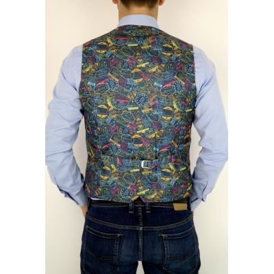 GIOVANNI PERA bezrękawnik, kamizelka męska kolorowa wesoła casual pieczątki VISA K203 | Sklep GriShop.eu | Kamizelki