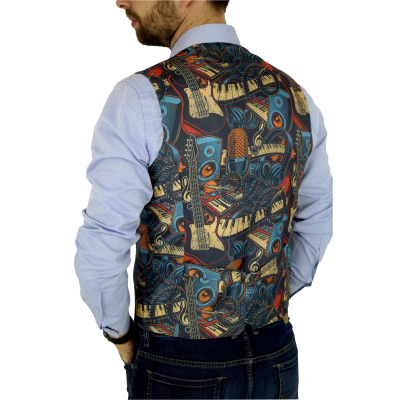 GIOVANNI PERA bezrękawnik, kamizelka męska kolorowa gitary jazz ROCK muzyczna casual K017 | Sklep GriShop.eu | Kamizelki