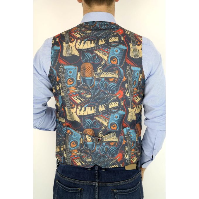 GIOVANNI PERA bezrękawnik, kamizelka męska kolorowa gitary jazz ROCK muzyczna casual K017 | Sklep GriShop.eu | Kamizelki