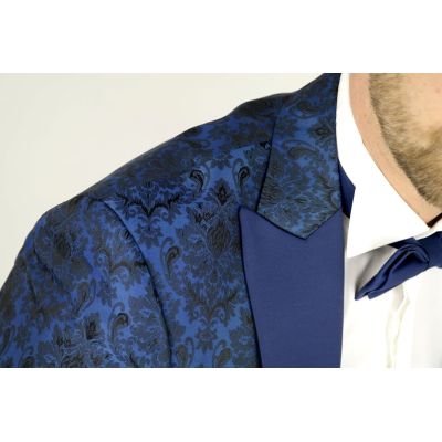 Garnitur męski z kamizelką i muszką niebieski GG06 elegancki Pan Młody i nie tylko, ślubny | Sklep GriShop.eu | Garnitury