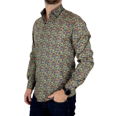 GIOVANNI PERA Koszula męska GP42 kolorowa pieczątki podróże VISA | Sklep GriShop.eu | Koszule