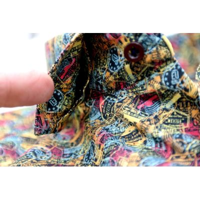 GIOVANNI PERA Koszula męska GP42 kolorowa pieczątki podróże VISA | Sklep GriShop.eu | Koszule