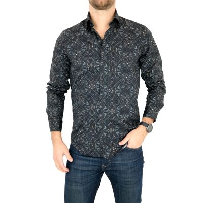 GIOVANNI PERA Koszula męska GP43 słoje ciemna kolorowa | Sklep GriShop.eu | Koszule