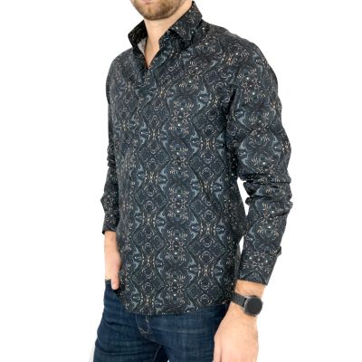 GIOVANNI PERA Koszula męska GP43 słoje ciemna kolorowa | Sklep GriShop.eu | Koszule