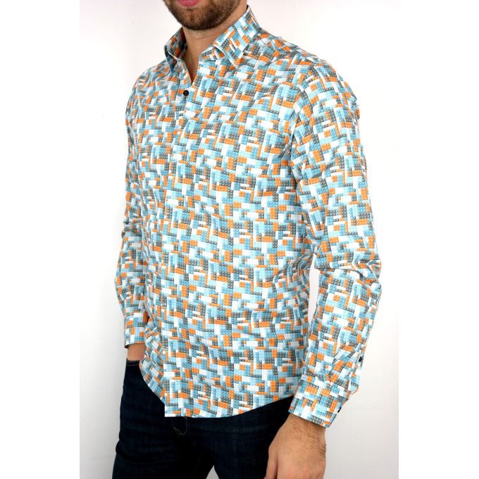 GIOVANNI PERA Koszula męska GP44 klocki lego kolorowa | Sklep GriShop.eu | Koszule