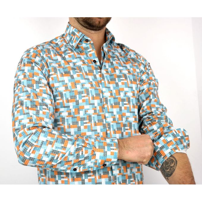 GIOVANNI PERA Koszula męska GP44 klocki lego kolorowa | Sklep GriShop.eu | Koszule