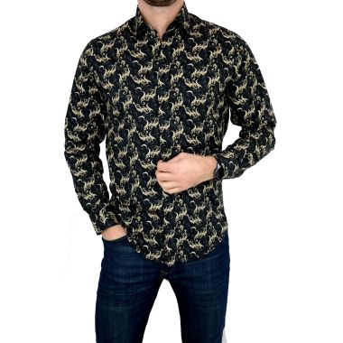 GIOVANNI PERA Koszula męska GP47 glamour czarna, złoto elegancka GLAM | Sklep GriShop.eu | Koszule 2