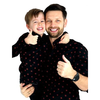 GIOVANNI PERA Koszula chłopięca GK41 kolekcja tata, syn czarna w piłki koszykówka sport | Sklep GriShop.eu | Koszule