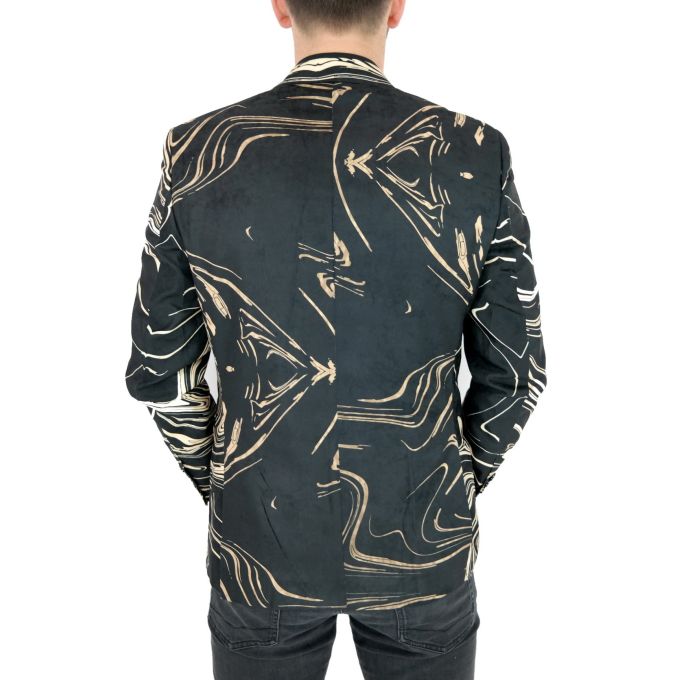GIOVANNI PERA Marynarka męska ekskluzywna czarna złoto FALE D313 | Sklep GriShop.eu | Marynarki