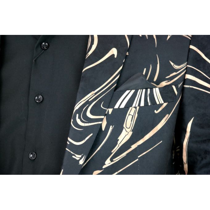 GIOVANNI PERA Marynarka męska ekskluzywna czarna złoto FALE D313 | Sklep GriShop.eu | Marynarki