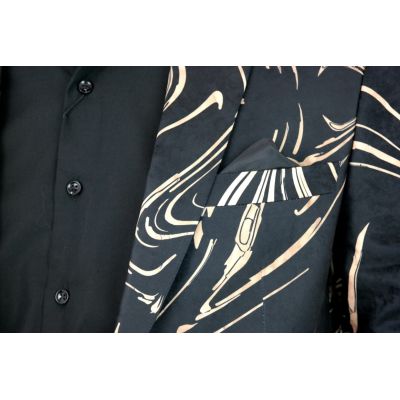 GIOVANNI PERA Marynarka męska ekskluzywna czarna złoto FALE D313 | Sklep GriShop.eu | Marynarki