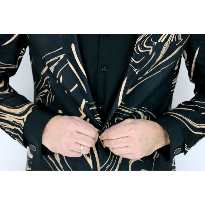 GIOVANNI PERA Marynarka męska ekskluzywna czarna złoto FALE D313 | Sklep GriShop.eu | Marynarki