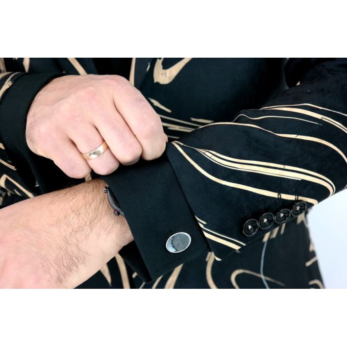 GIOVANNI PERA Marynarka męska ekskluzywna czarna złoto FALE D313 | Sklep GriShop.eu | Marynarki