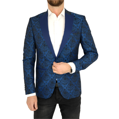 GIOVANNI PERA Marynarka męska MG06 elegancka, niebieska w kwiaty | Sklep GriShop.eu | Marynarki