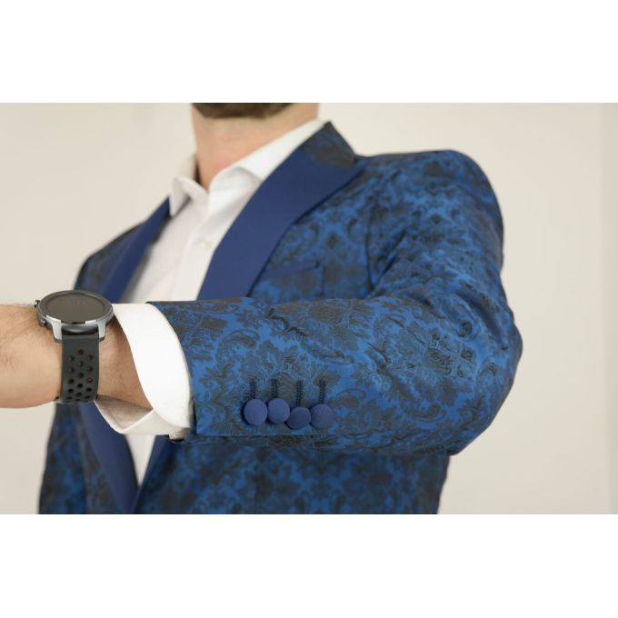 GIOVANNI PERA Marynarka męska MG06 elegancka, niebieska w kwiaty | Sklep GriShop.eu | Marynarki