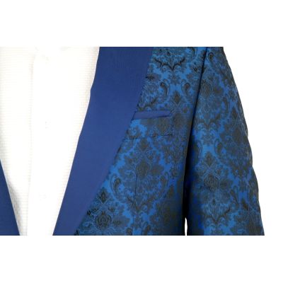 GIOVANNI PERA Marynarka męska MG06 elegancka, niebieska w kwiaty | Sklep GriShop.eu | Marynarki