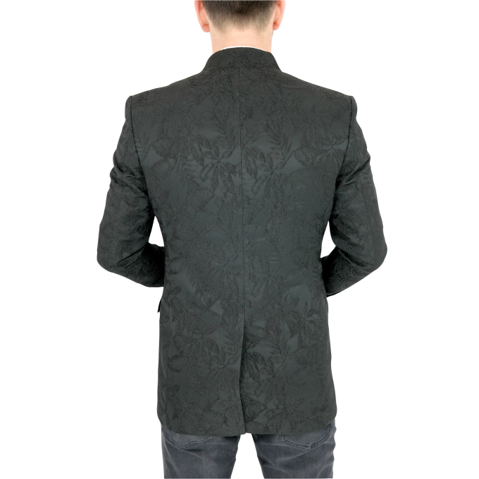 GIOVANNI PERA Marynarka męska czarna stójka w kwiaty MG05 elegancka | Sklep GriShop.eu | Marynarki