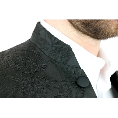 GIOVANNI PERA Marynarka męska czarna stójka w kwiaty MG05 elegancka | Sklep GriShop.eu | Marynarki