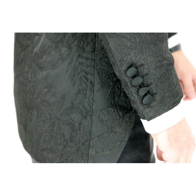GIOVANNI PERA Marynarka męska czarna stójka w kwiaty MG05 elegancka | Sklep GriShop.eu | Marynarki
