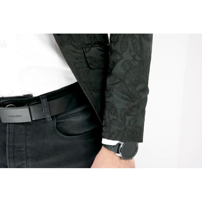 GIOVANNI PERA Marynarka męska czarna stójka w kwiaty MG05 elegancka | Sklep GriShop.eu | Marynarki