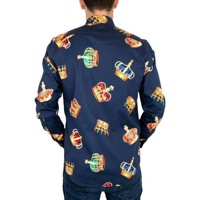 DANIEL BESSI Koszula męska fb603 granatowa korona król kolorowa | Sklep GriShop.eu | Koszule