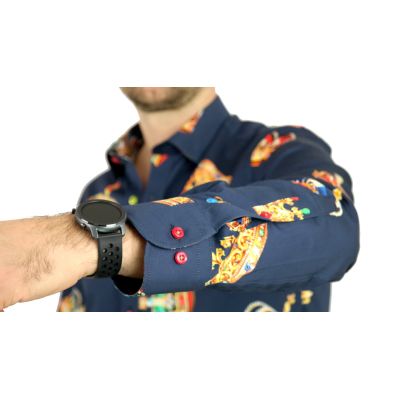 DANIEL BESSI Koszula męska fb603 granatowa korona król kolorowa | Sklep GriShop.eu | Koszule