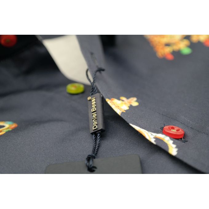 DANIEL BESSI Koszula męska fb603 granatowa korona król kolorowa | Sklep GriShop.eu | Koszule