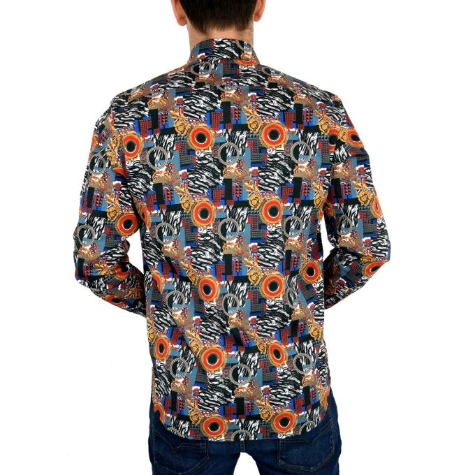 DANIEL BESSI Koszula męska fb601 kolorowa ekskluzywna zebra złoto | Sklep GriShop.eu | Koszule