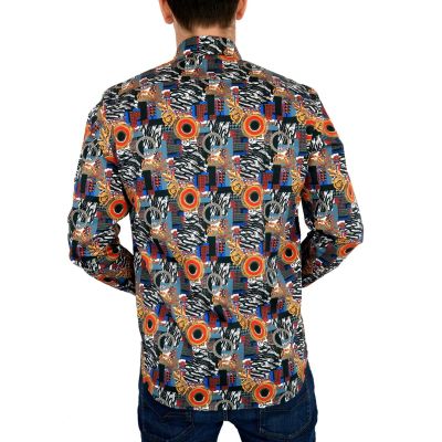 DANIEL BESSI Koszula męska fb601 kolorowa ekskluzywna zebra złoto | Sklep GriShop.eu | Koszule