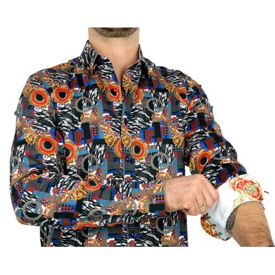 DANIEL BESSI Koszula męska fb601 kolorowa ekskluzywna zebra złoto | Sklep GriShop.eu | Koszule