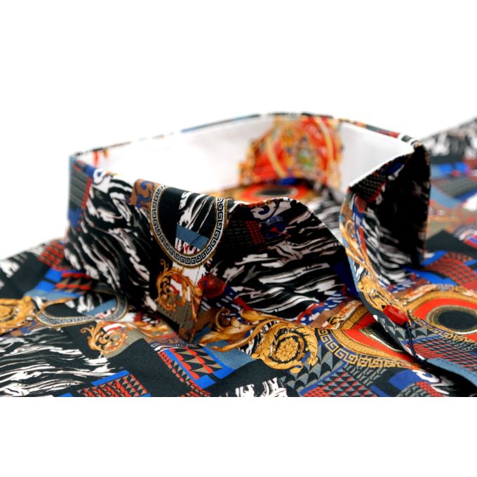 DANIEL BESSI Koszula męska fb601 kolorowa ekskluzywna zebra złoto | Sklep GriShop.eu | Koszule