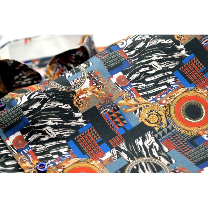 DANIEL BESSI Koszula męska fb601 kolorowa ekskluzywna zebra złoto | Sklep GriShop.eu | Koszule