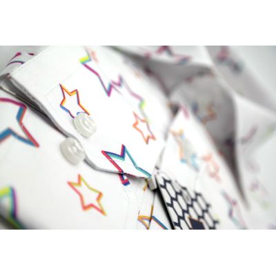 TANCREDO Koszula męska TN02 biała, kolorowe gwiazdki | Sklep GriShop.eu | Koszule