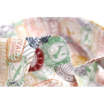 TANCREDO Koszula męska TN07 biała w kolorowe pieczątki wesoła podróże VISA | Sklep GriShop.eu | Koszule