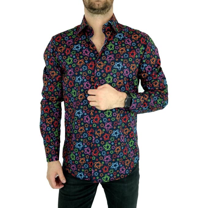 TANCREDO Koszula męska TN09 granatowa, kolorowe gwiazdki | Sklep GriShop.eu | Koszule