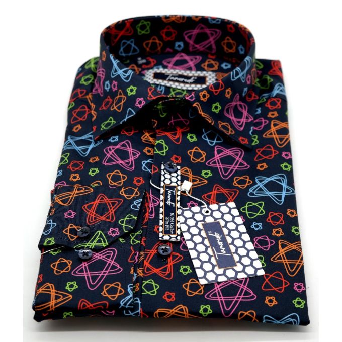 TANCREDO Koszula męska TN09 granatowa, kolorowe gwiazdki | Sklep GriShop.eu | Koszule