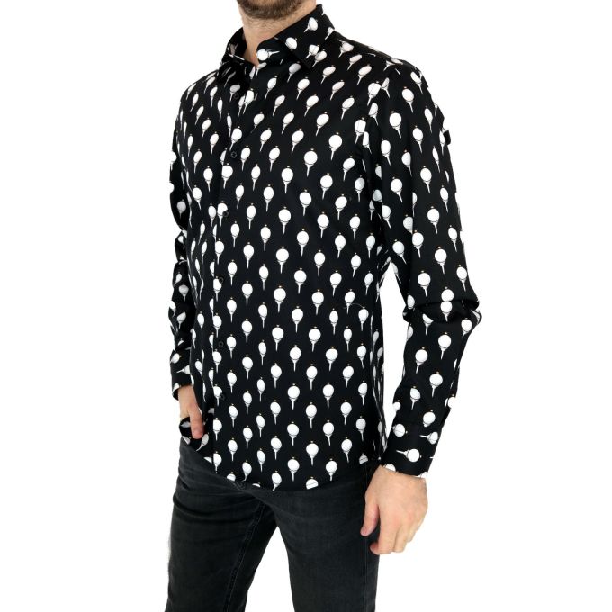 TANCREDO Koszula męska TN12 czarna w piłeczki do golfa | Sklep GriShop.eu | Koszule