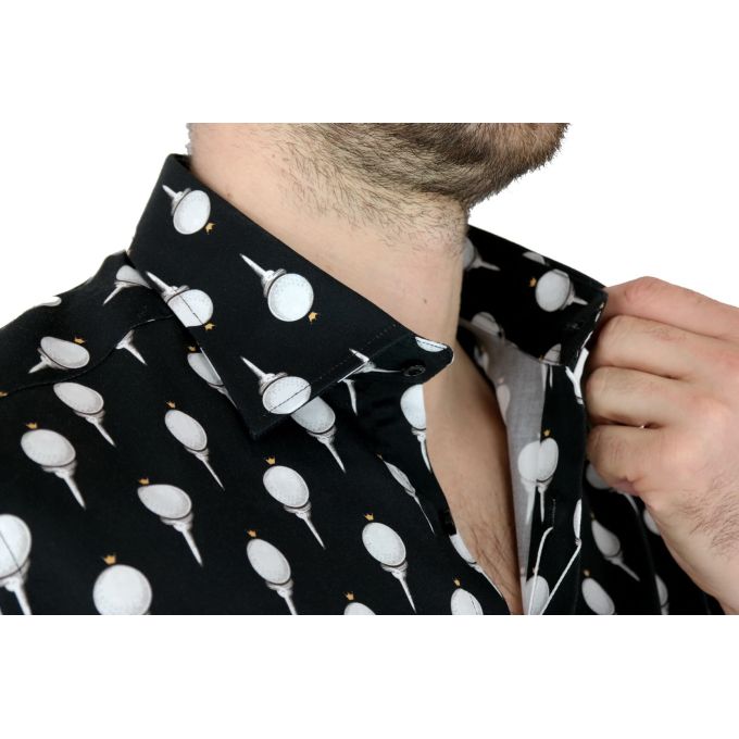 TANCREDO Koszula męska TN12 czarna w piłeczki do golfa | Sklep GriShop.eu | Koszule