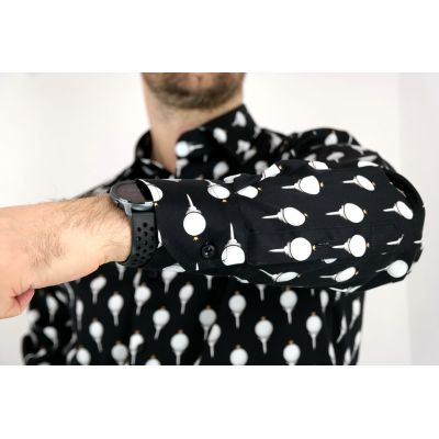 TANCREDO Koszula męska TN12 czarna w piłeczki do golfa | Sklep GriShop.eu | Koszule