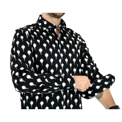 TANCREDO Koszula męska TN12 czarna w piłeczki do golfa | Sklep GriShop.eu | Koszule