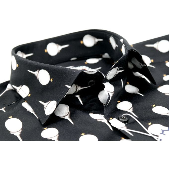 TANCREDO Koszula męska TN12 czarna w piłeczki do golfa | Sklep GriShop.eu | Koszule