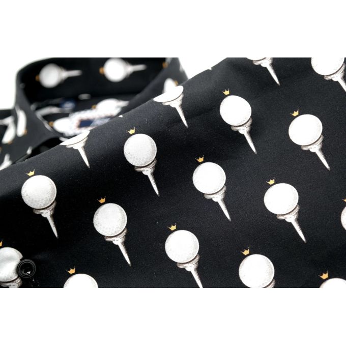 TANCREDO Koszula męska TN12 czarna w piłeczki do golfa | Sklep GriShop.eu | Koszule