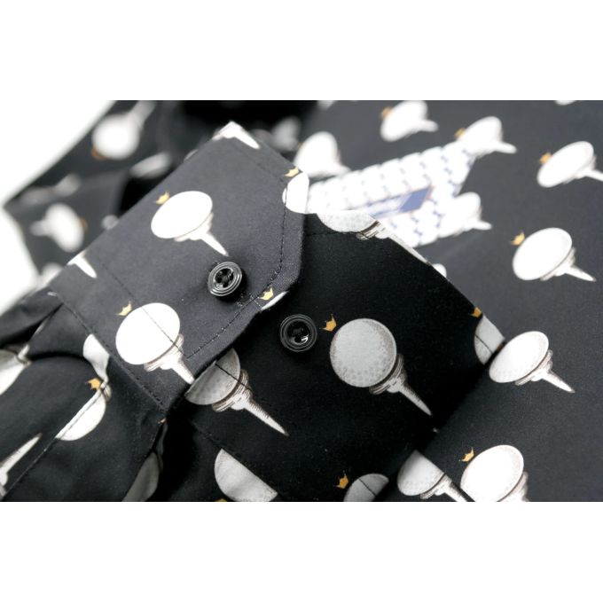 TANCREDO Koszula męska TN12 czarna w piłeczki do golfa | Sklep GriShop.eu | Koszule