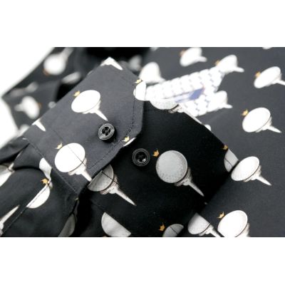 TANCREDO Koszula męska TN12 czarna w piłeczki do golfa | Sklep GriShop.eu | Koszule