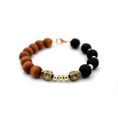 GIOVANNI PERA Bransoleta męska drewno, czaszka, lawa wulkaniczna BGP24 | Grishop | Galanteria i dodatki