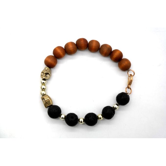 GIOVANNI PERA Bransoleta męska drewno, czaszka, lawa wulkaniczna BGP24 | Grishop | Galanteria i dodatki