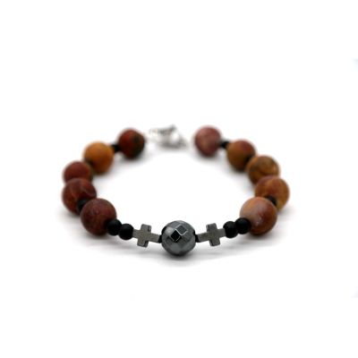 GIOVANNI PERA Bransoleta męska, kamienie planeta, krzyż BGP26 | Grishop | Galanteria i dodatki