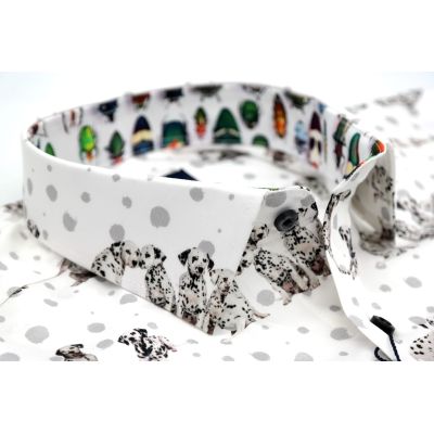 DANIEL BESSI Koszula męska fb613 biała w dalmatyńczyki, pieski zwierzęta | Sklep GriShop.eu | Koszule