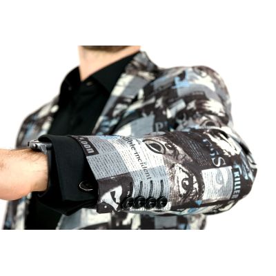 GIOVANNI PERA Marynarka męska napisy gazeta D406 magazyn | Sklep GriShop.eu | Marynarki